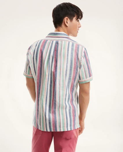 Regent Regular-Fit Camp Collar Linen Shirt Stripe, image 4