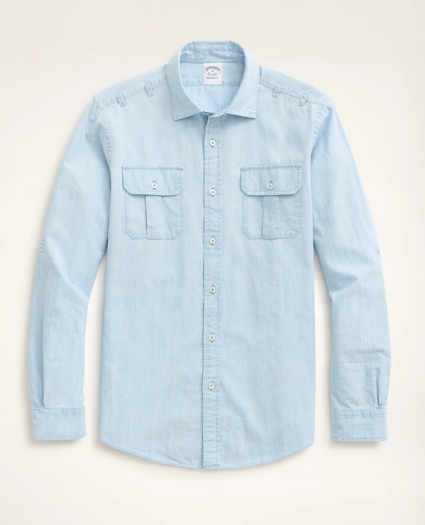 Regent Regular-Fit  Chambray Military Shirt, image 1