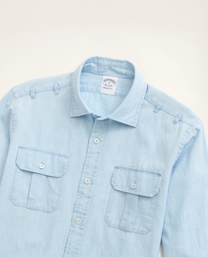 Regent Regular-Fit  Chambray Military Shirt, image 2