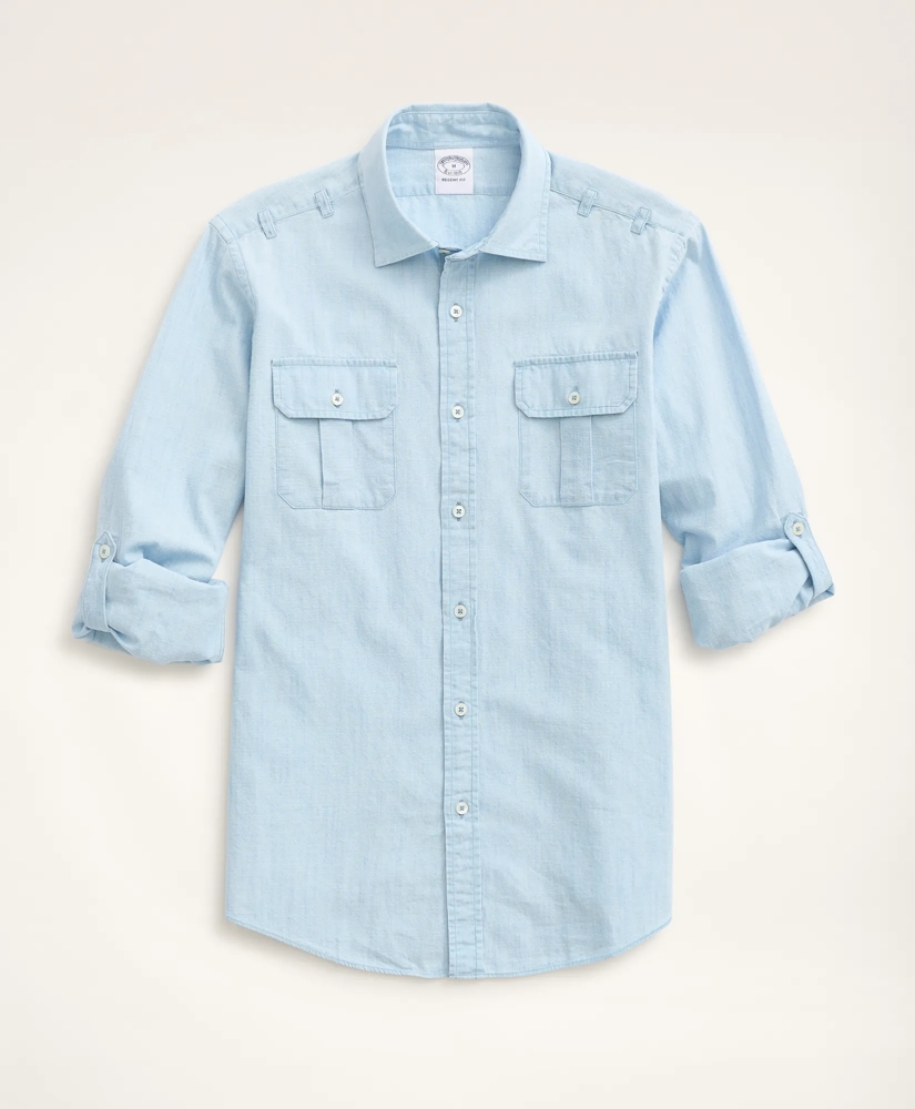 Regent Regular-Fit  Chambray Military Shirt, image 3