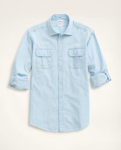 Regent Regular-Fit  Chambray Military Shirt, image 3
