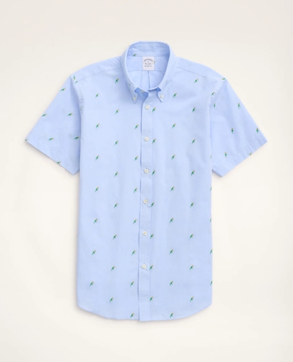 Regent Regular-Fit Short-Sleeve Sport Shirt, Jacquard Bird Motif, image 1