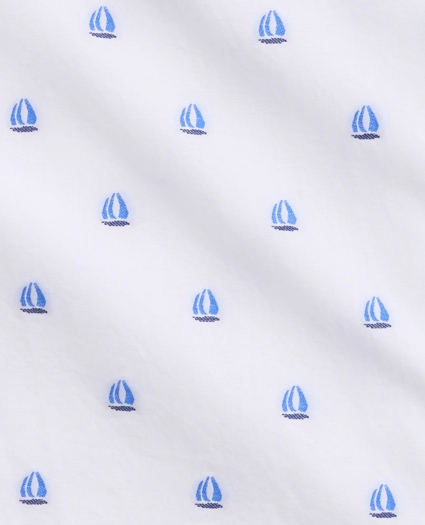Regent Regular-Fit Short-Sleeve Sport Shirt, Jacquard Sailboat Motif, image 2