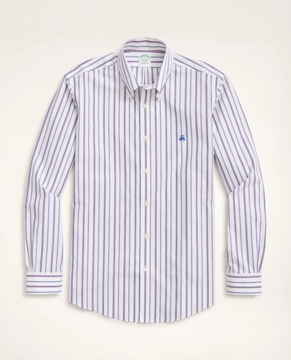 Stretch Milano Slim-Fit Sport Shirt, Non-Iron Stripe, image 1