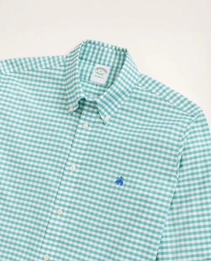 Stretch Milano Slim-Fit Sport Shirt, Non-Iron Gingham Oxford, image 2