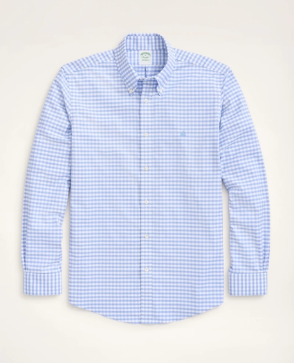 Stretch Milano Slim-Fit Sport Shirt, Non-Iron Gingham Oxford, image 1