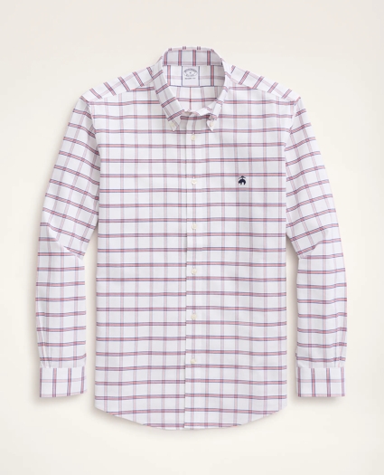 Stretch Regent Regular-Fit Sport Shirt, Non-Iron Outline Windowpane Oxford, image 1