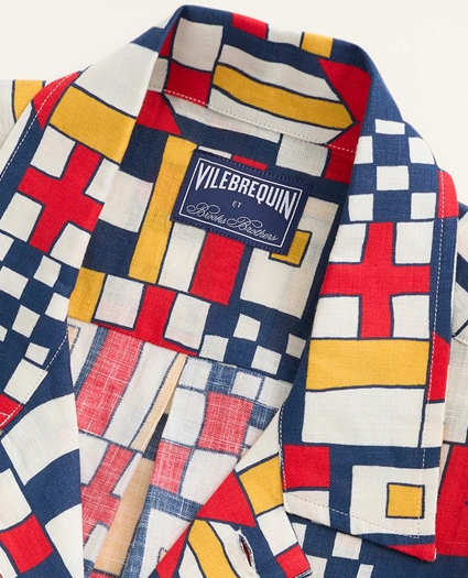 Brooks Brothers Et Vilebrequin Bowling Shirt in the Mixed Signals Print, image 6