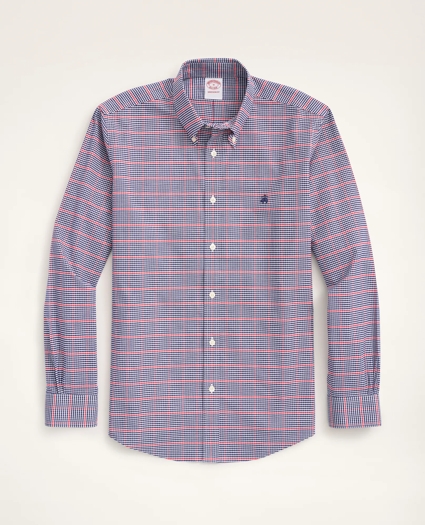 Stretch Madison Relaxed-Fit Sport Shirt, Non-Iron Oxford Button Down Collar Micro-Check, image 1