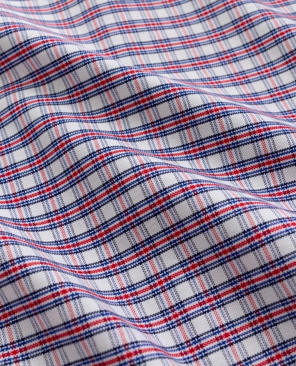 Stretch Madison Relaxed-Fit Sport Shirt, Non-Iron Mini-Check Oxford Button Down Collar, image 2