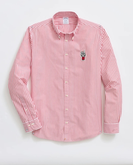 Men's Lunar New Year Slim-Fit Milano Poplin, Button Down Collar Bengal Stripe, image 1
