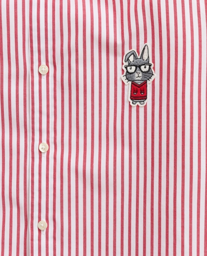 Men's Lunar New Year Slim-Fit Milano Poplin, Button Down Collar Bengal Stripe, image 2