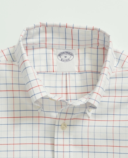 Stretch Non-Iron Oxford Button-Down Collar, Tattersall Sport Shirt, image 2