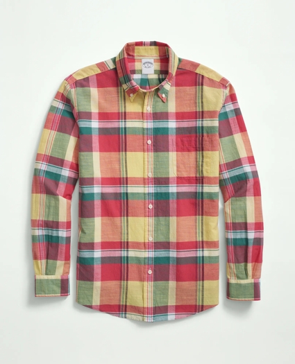Washed Cotton Madras Button-Down Collar Sport Shirt, image 1