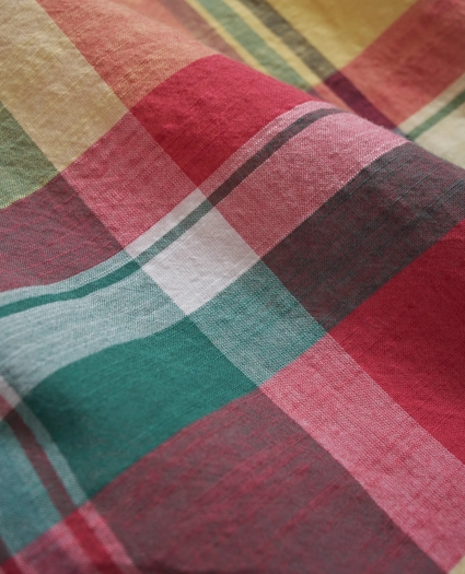 Washed Cotton Madras Button-Down Collar Sport Shirt, image 3