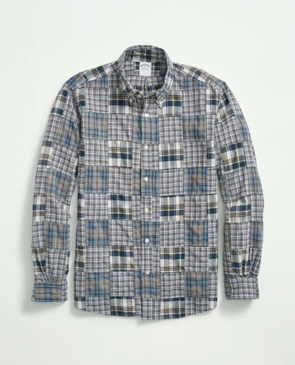 Washed Cotton Madras Button-Down Collar Sport Shirt, image 1