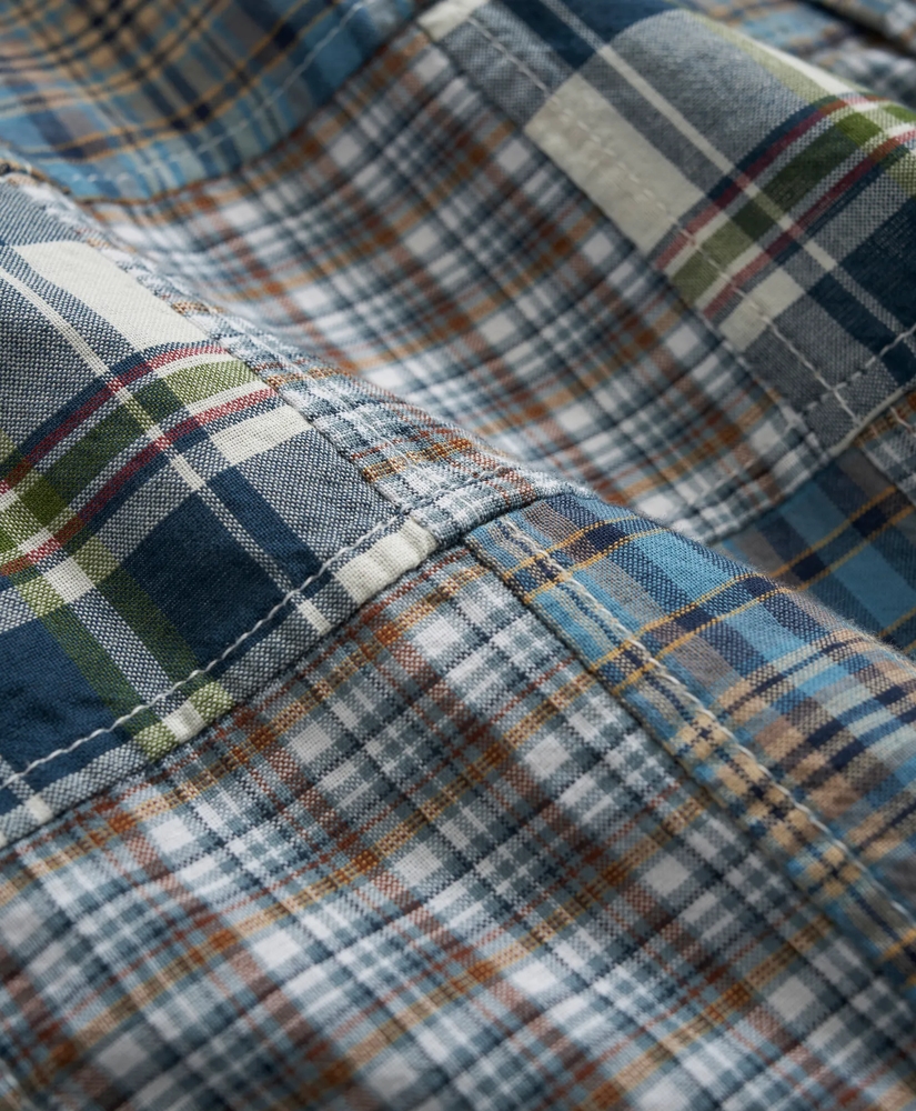 Washed Cotton Madras Button-Down Collar Sport Shirt, image 3