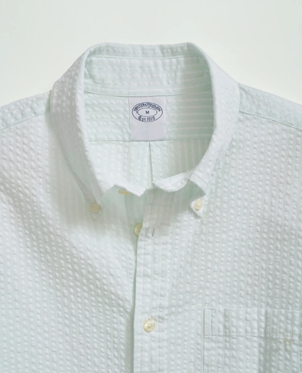 Stretch Cotton Seersucker Button-Down Collar, Bengal Stripe Sport Shirt, image 2