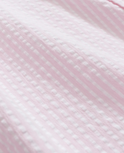 Stretch Cotton Seersucker Button-Down Collar, Bengal Stripe Sport Shirt, image 3