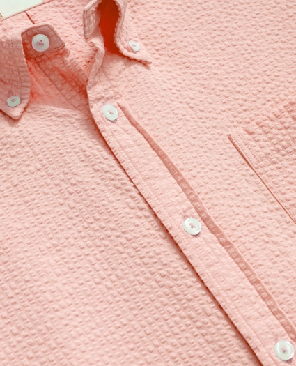 Stretch Cotton Seersucker Button-Down Collar Short-Sleeve Sport Shirt, image 2