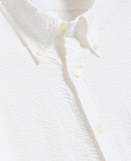 Stretch Cotton Seersucker Button-Down Collar Short-Sleeve Sport Shirt, image 2