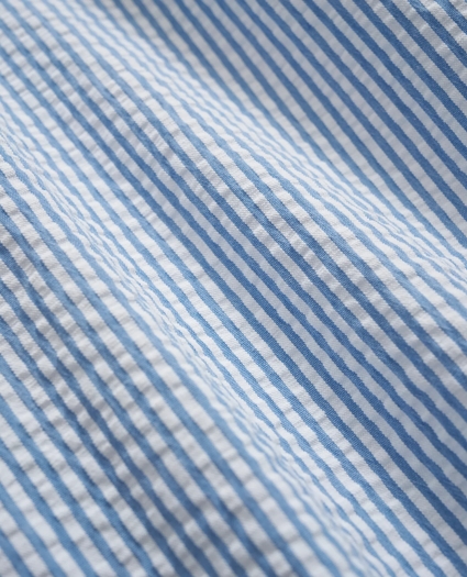 Washed Cotton Seersucker Button-Down Collar, Stripe Sport Shirt, image 3