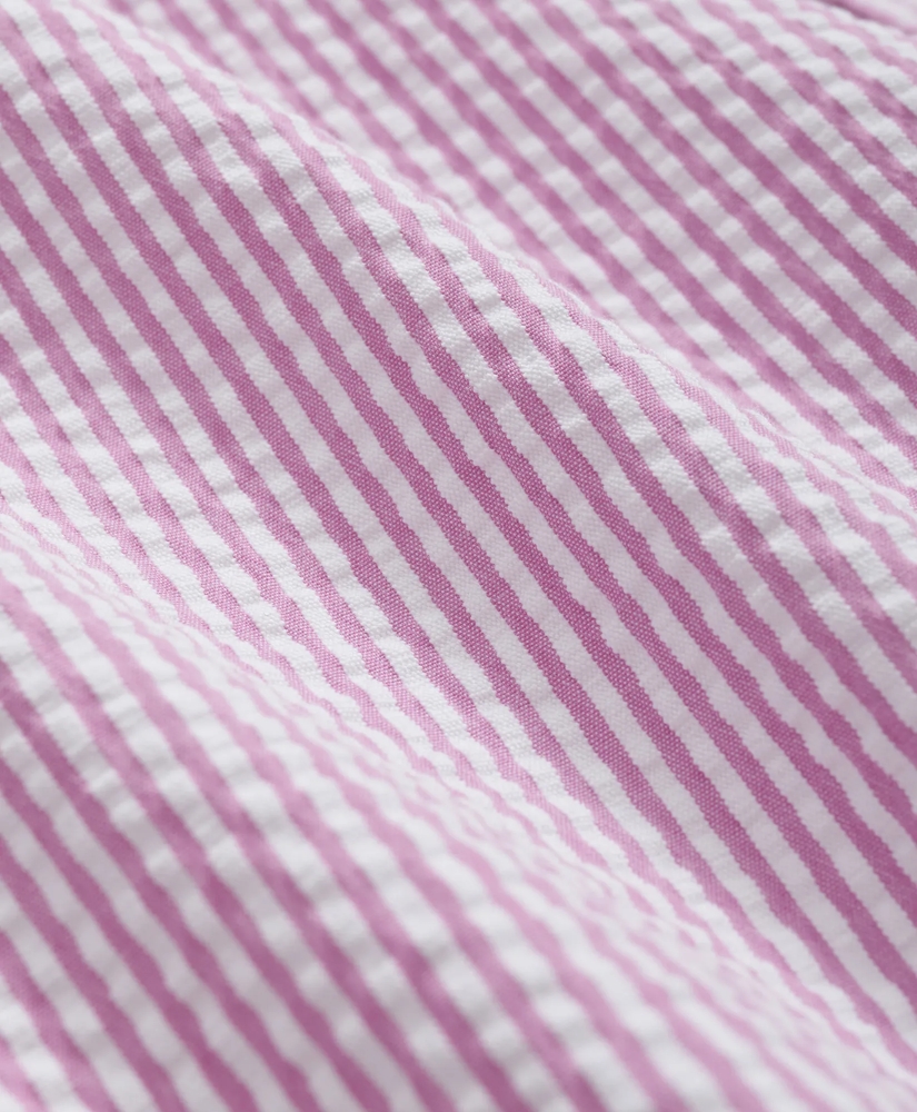 Washed Cotton Seersucker Button-Down Collar, Stripe Sport Shirt, image 3