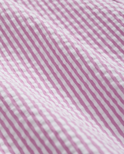Washed Cotton Seersucker Button-Down Collar, Stripe Sport Shirt, image 3