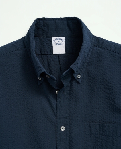 Washed Cotton Seersucker Button-Down Collar Sport Shirt, image 2