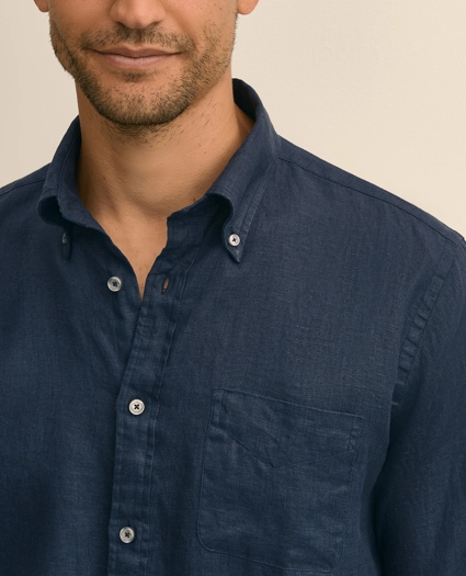 Washed Cotton Seersucker Button-Down Collar Sport Shirt, image 2