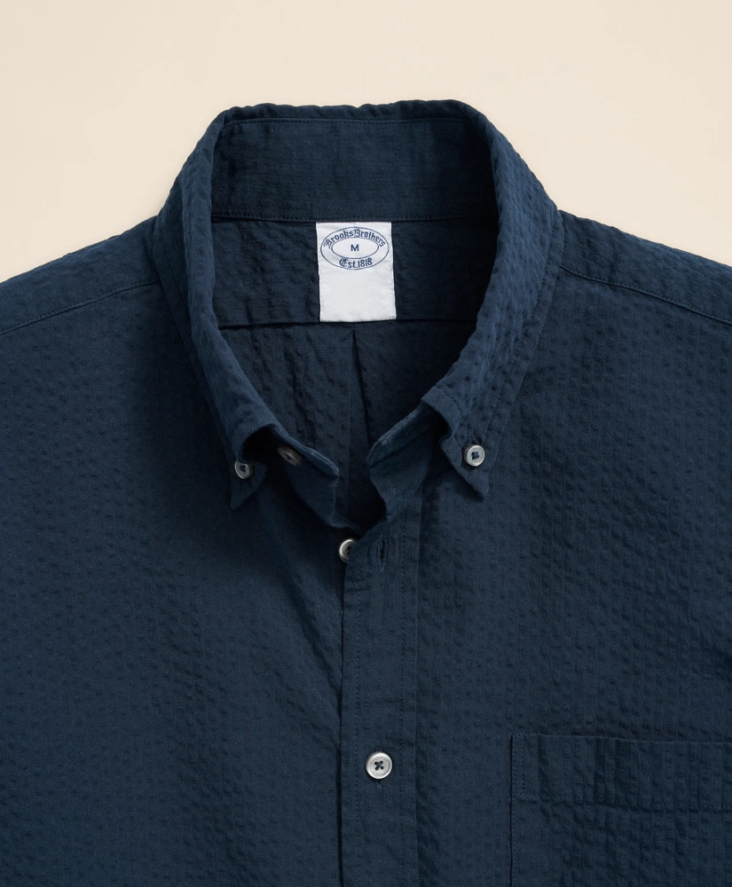 Washed Cotton Seersucker Button-Down Collar Sport Shirt, image 5
