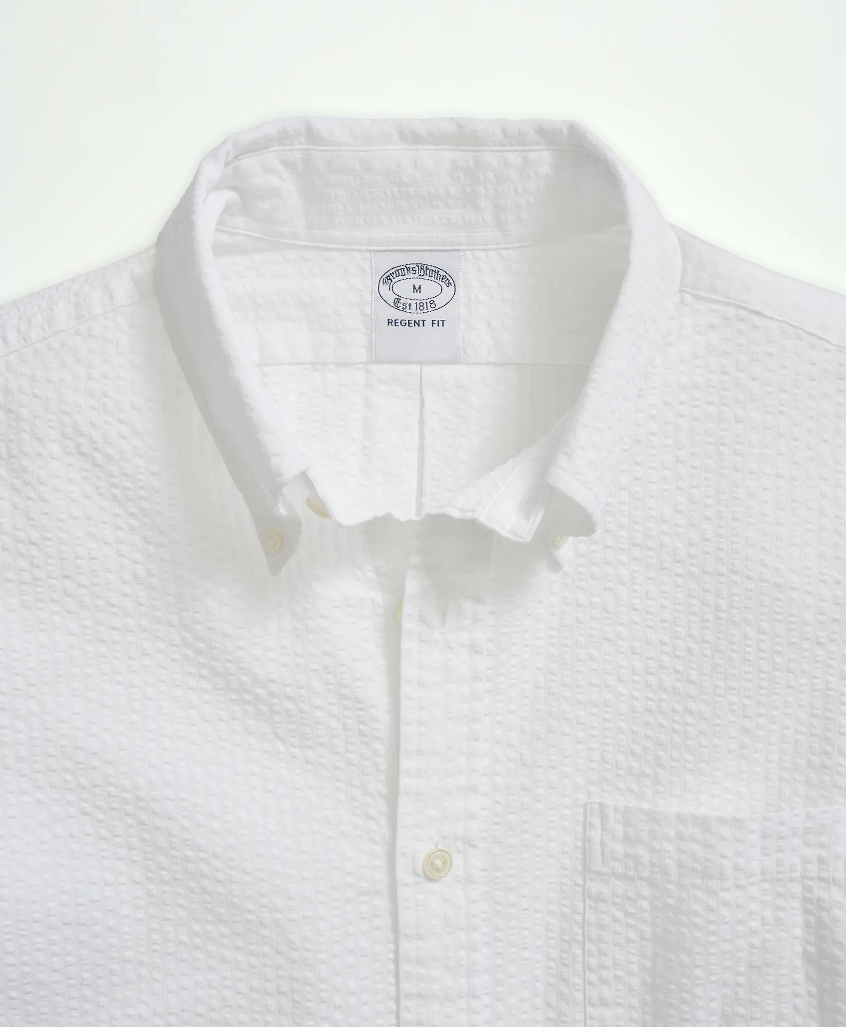 Washed Cotton Seersucker Button-Down Collar Sport Shirt, image 2