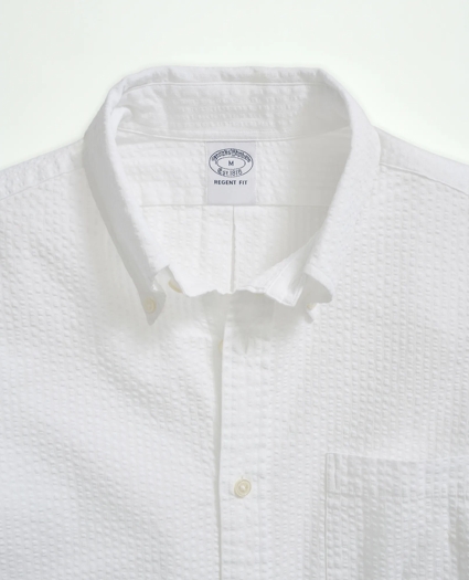 Washed Cotton Seersucker Button-Down Collar Sport Shirt, image 2