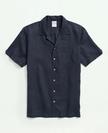 Irish Linen Camp Collar Short-Sleeve Sport Shirt, image 1