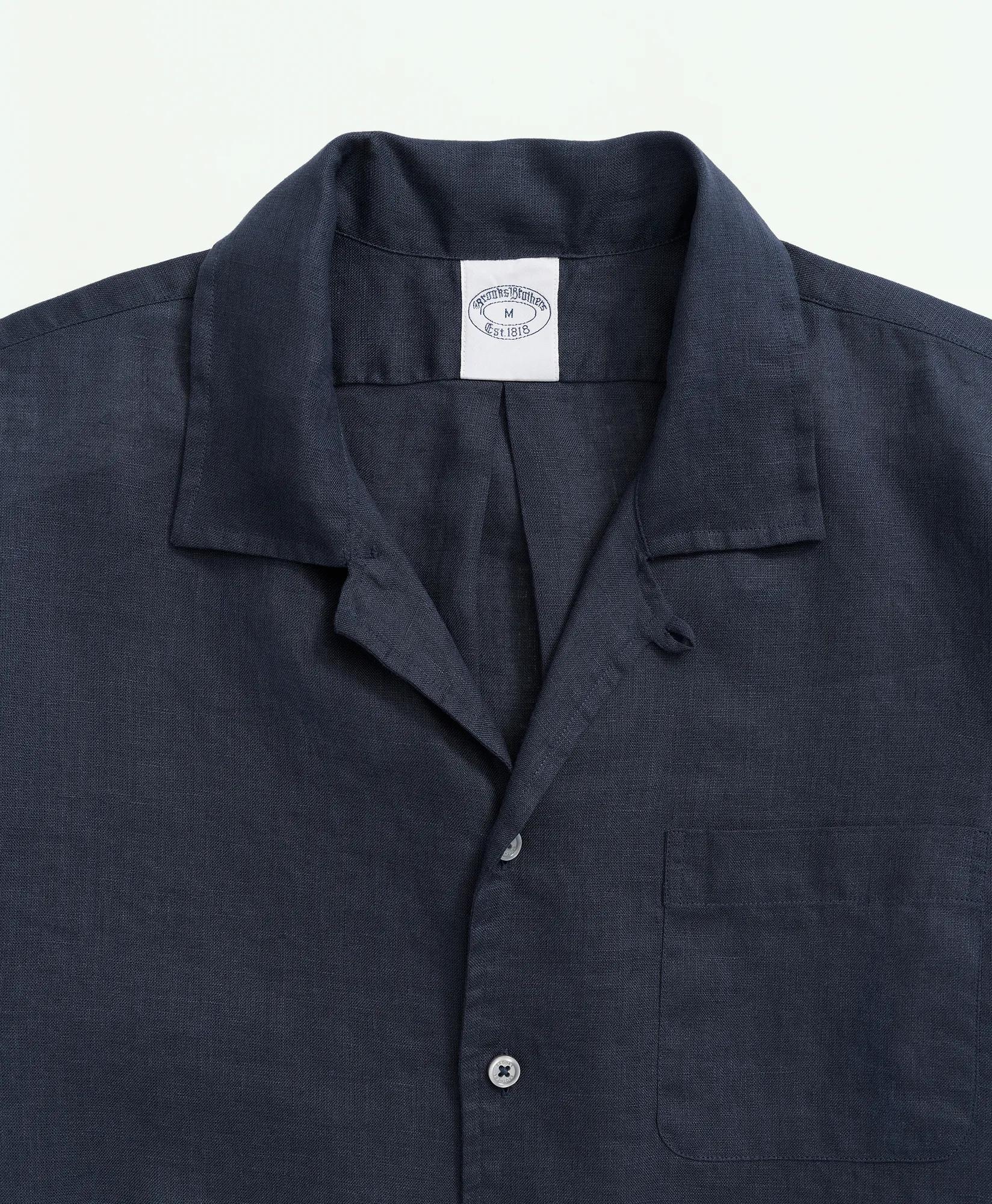 Irish Linen Camp Collar Short-Sleeve Sport Shirt, image 2