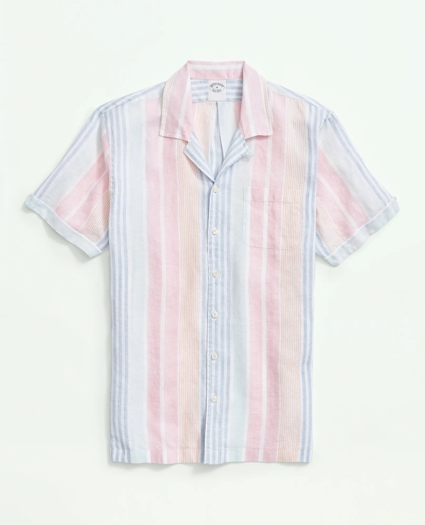 Irish Linen Camp Collar, Awning Stripe Short-Sleeve Sport Shirt, image 1