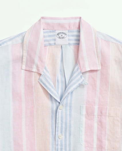 Irish Linen Camp Collar, Awning Stripe Short-Sleeve Sport Shirt, image 3