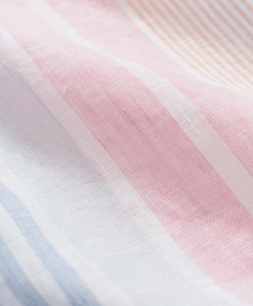 Irish Linen Camp Collar, Awning Stripe Short-Sleeve Sport Shirt, image 4