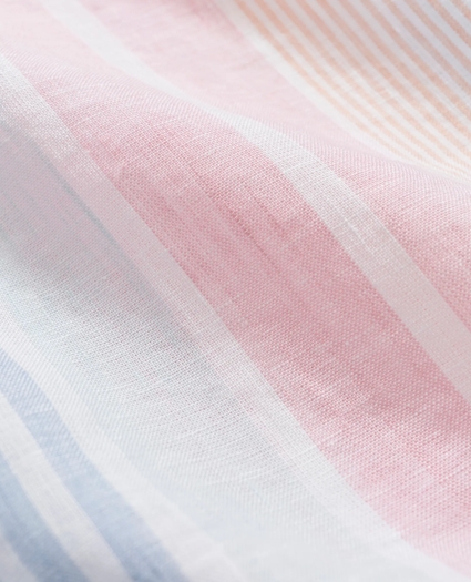 Irish Linen Camp Collar, Awning Stripe Short-Sleeve Sport Shirt, image 4