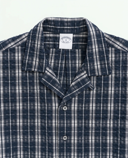 Stretch Cotton Camp Collar, Seersucker Short-Sleeve Sport Shirt, image 2