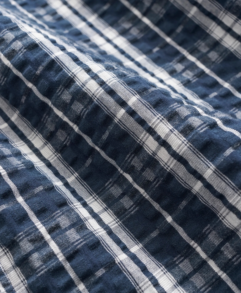 Stretch Cotton Camp Collar, Seersucker Short-Sleeve Sport Shirt, image 3