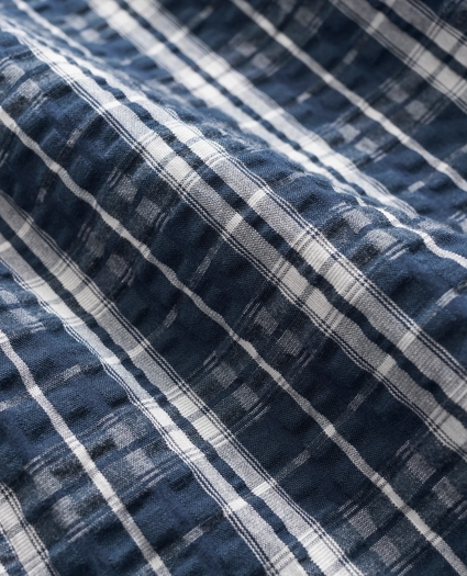 Stretch Cotton Camp Collar, Seersucker Short-Sleeve Sport Shirt, image 3