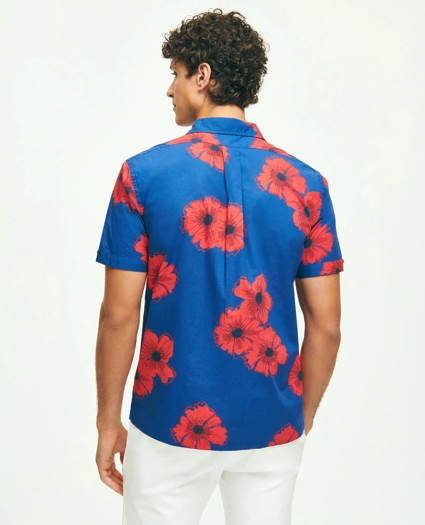 Cotton Poplin Camp Collar, Poppy Print Short-Sleeve Sport Shirt, image 4