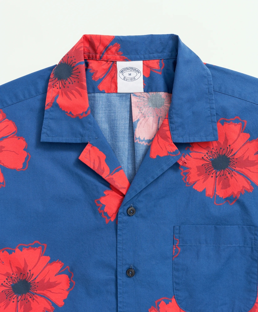 Cotton Poplin Camp Collar, Poppy Print Short-Sleeve Sport Shirt, image 6