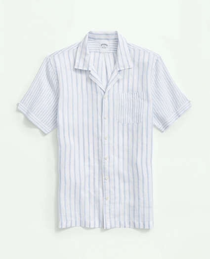 Irish Linen Camp Collar, Fun Stripe Short-Sleeve Sport Shirt, image 1