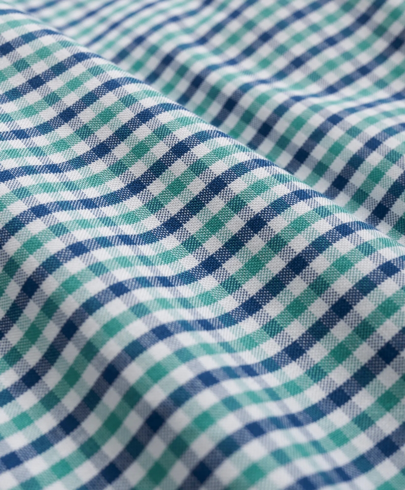 Stretch Cotton Non-Iron Oxford Polo Button-Down Collar, Gingham Shirt, image 3