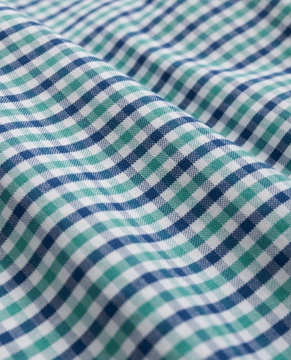 Stretch Cotton Non-Iron Oxford Polo Button-Down Collar, Gingham Shirt, image 3