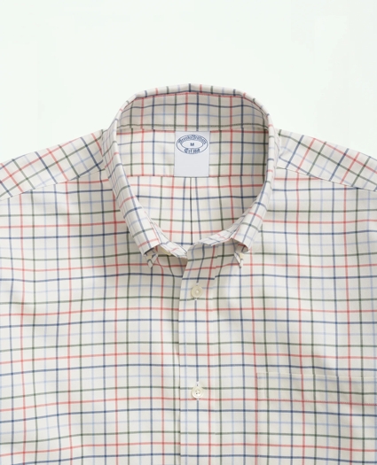 Stretch Supima® Cotton Non-Iron Twill Polo Button Down Collar, Tattersall Shirt, image 2