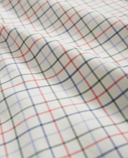 Stretch Supima® Cotton Non-Iron Twill Polo Button Down Collar, Tattersall Shirt, image 3