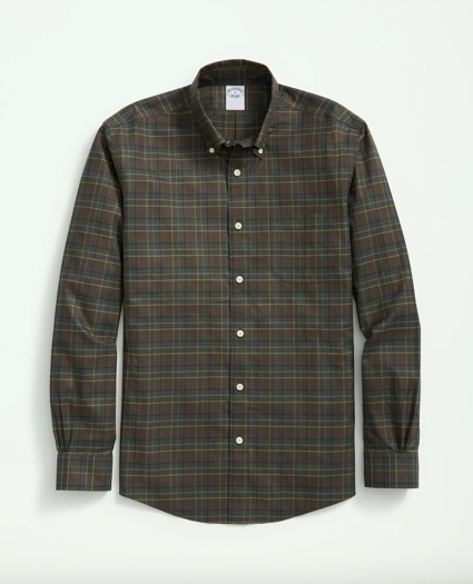 Stretch Supima® Cotton Non-Iron Twill Polo Button Down Collar, Tattersall Shirt, image 1